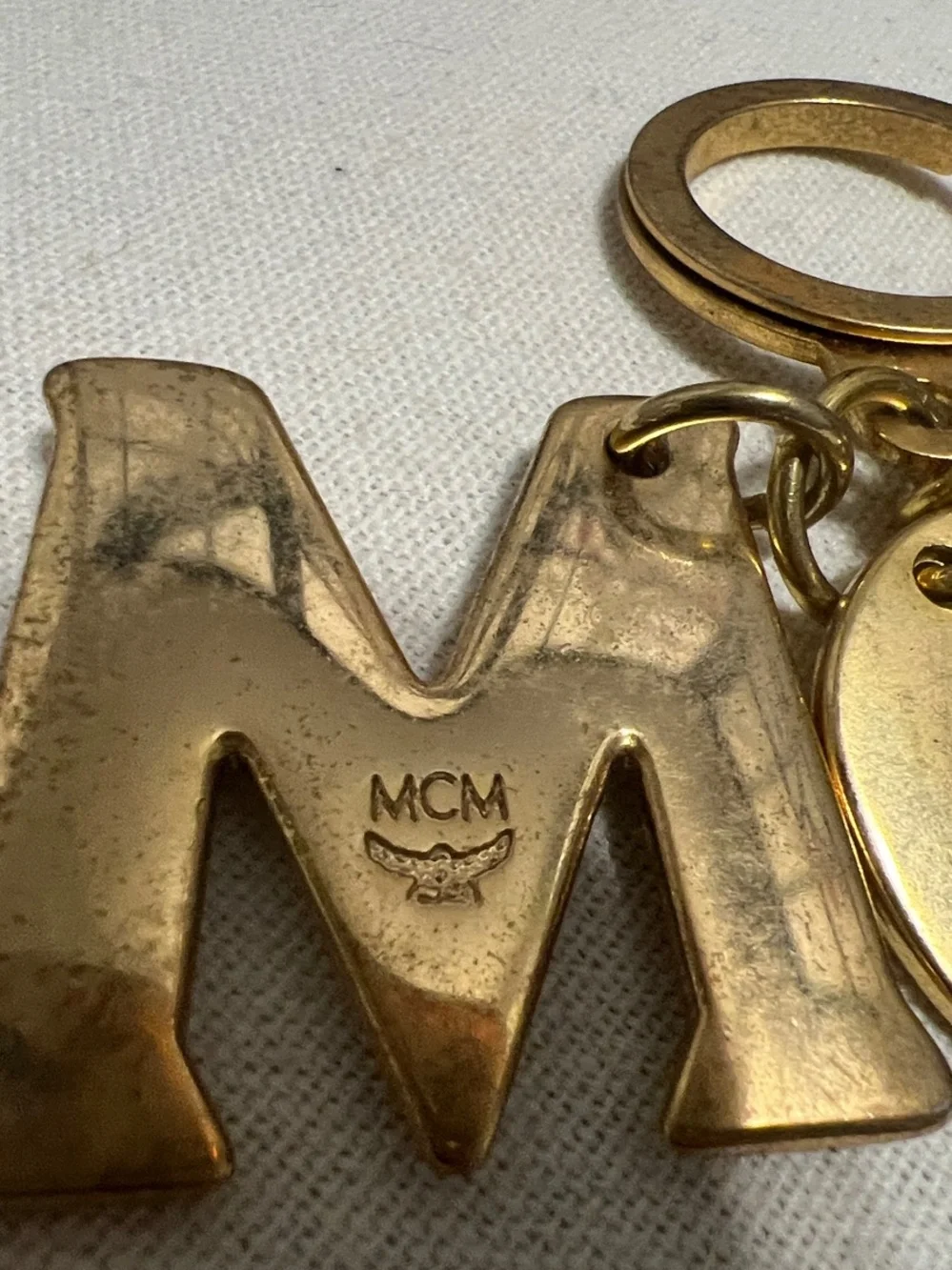 MCM Gold-Tone Letter M & 3 Keyring Charm
